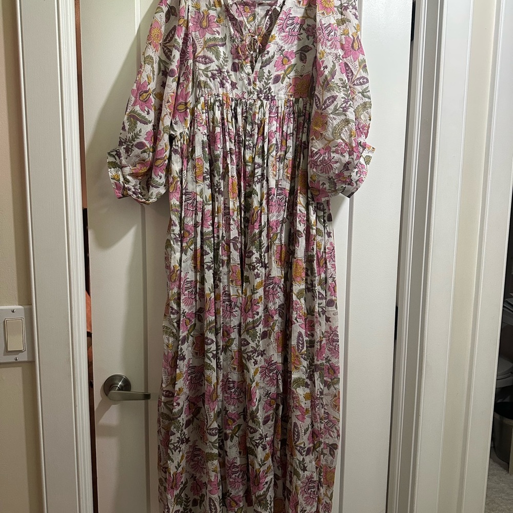 Daughters of India Pink and Orange Floral Maxi Dress